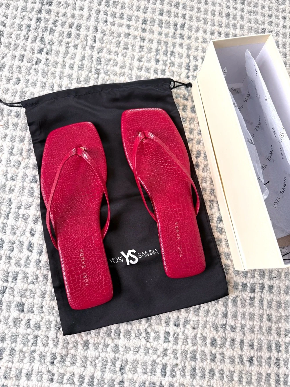 Yosi Samra Mercer Flip Flop in Red Croc